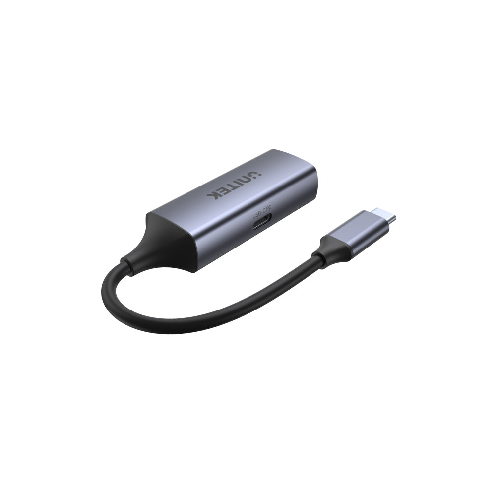 Unitek U1323A USB-C Netzwerkadapter Gigabit Ethernet RJ45 mit PD 100W Space-grau