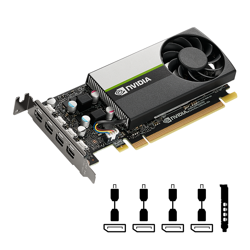 PNY NVIDIA Quadro T1000 4 GB GDDR6 Low-Profile Grafikkarte 4x Mini DisplayPort
