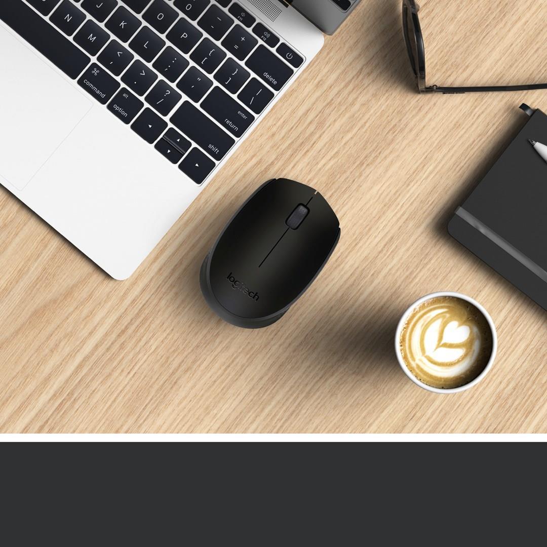 Logitech M171 Maus optisch RF Wireless Schwarz, Grau