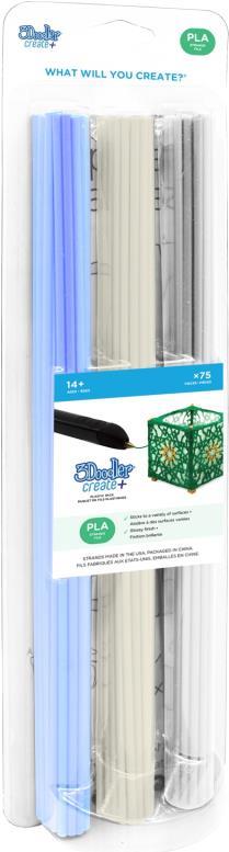 3Doodler CREATE FILAMENT PLA 3 COLORS PL-CLEAR-75 Polyacticsäure (PLA) Fluoreszierendes Blau (PL-CLEAR-75)