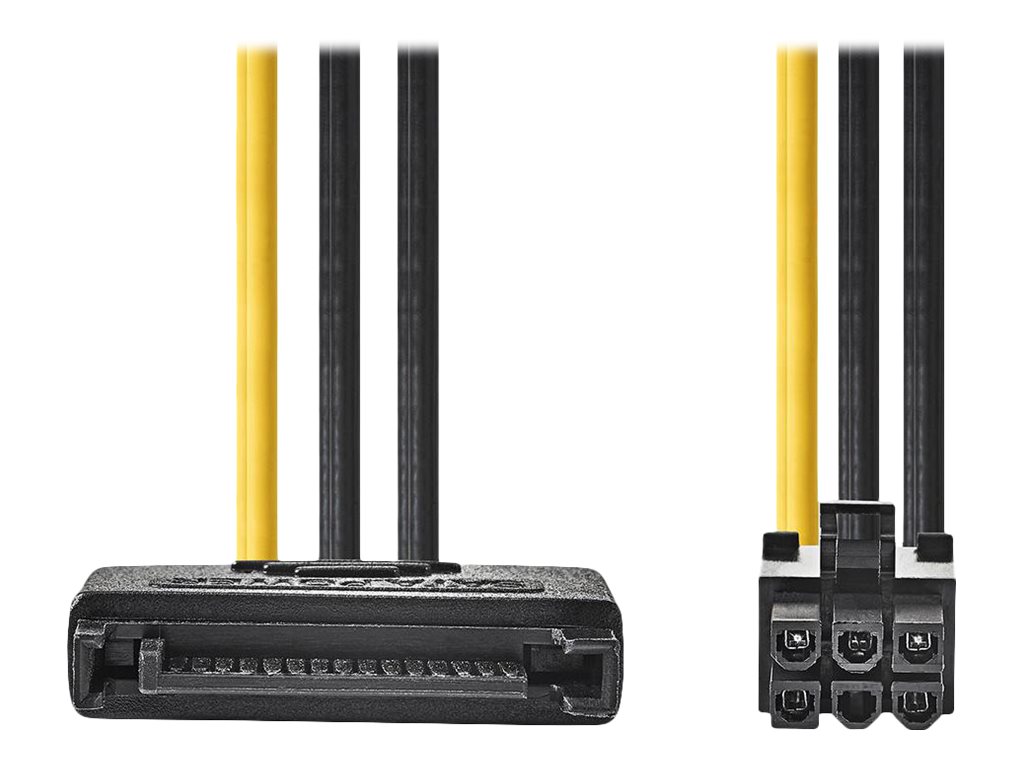 Nedis Stromadapterkabel 6-Pin PCIe Buchse auf SATA 15-Pin Stecker 0,15 m Schwarz/Gelb