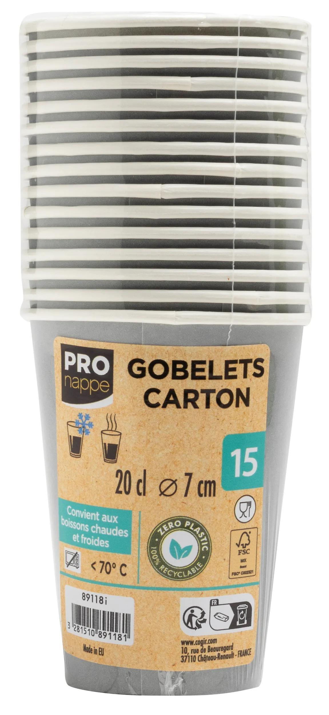 PROnappe Papp-Trinkbecher Karton 200 ml 15 Stück Grau