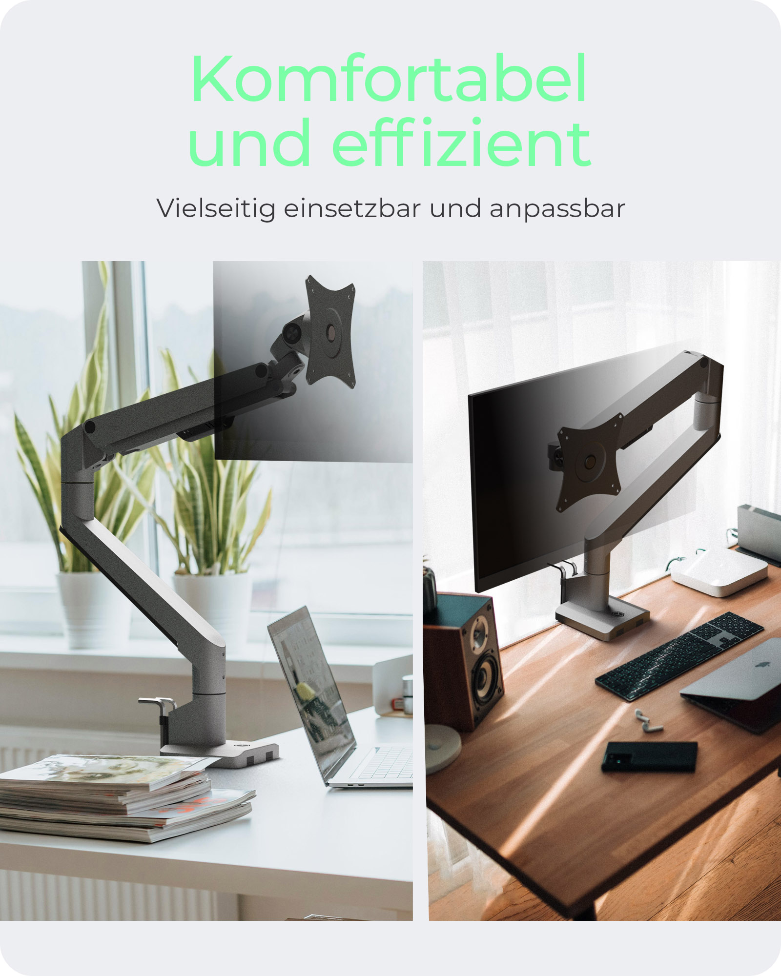 ICY BOX IB-MS523-T Monitorhalterung bis 32" 9 kg VESA 75x75/100x100 Silber, Grau