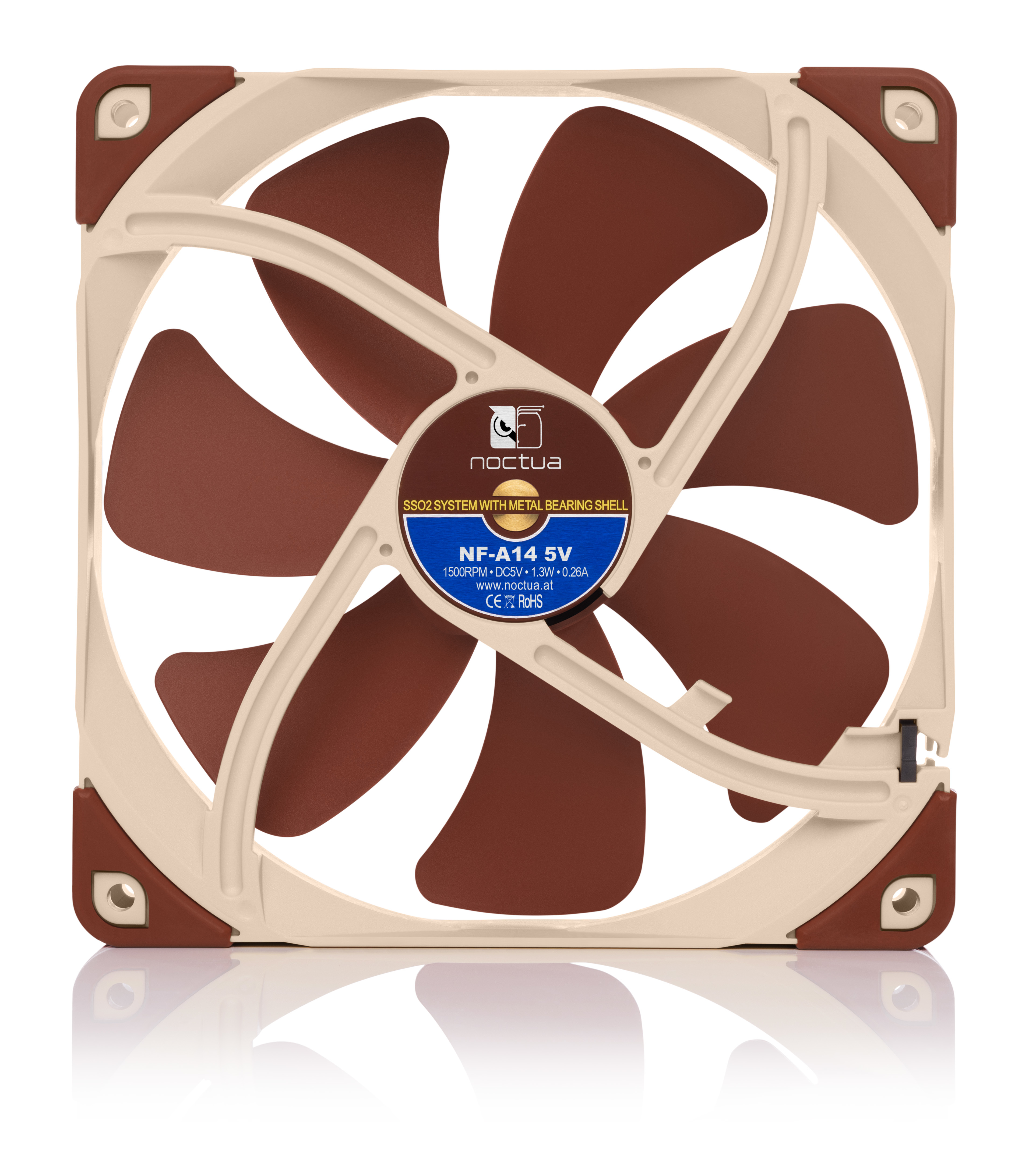 Noctua NF-A14 5V Gehäuselüfter 140 mm Beige, Braun