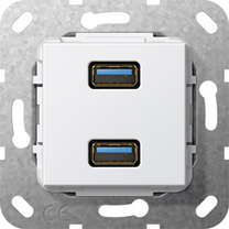 GIRA 568403. Buchsen-Typ: 2x USB. Produktfarbe: Weiß (568403)