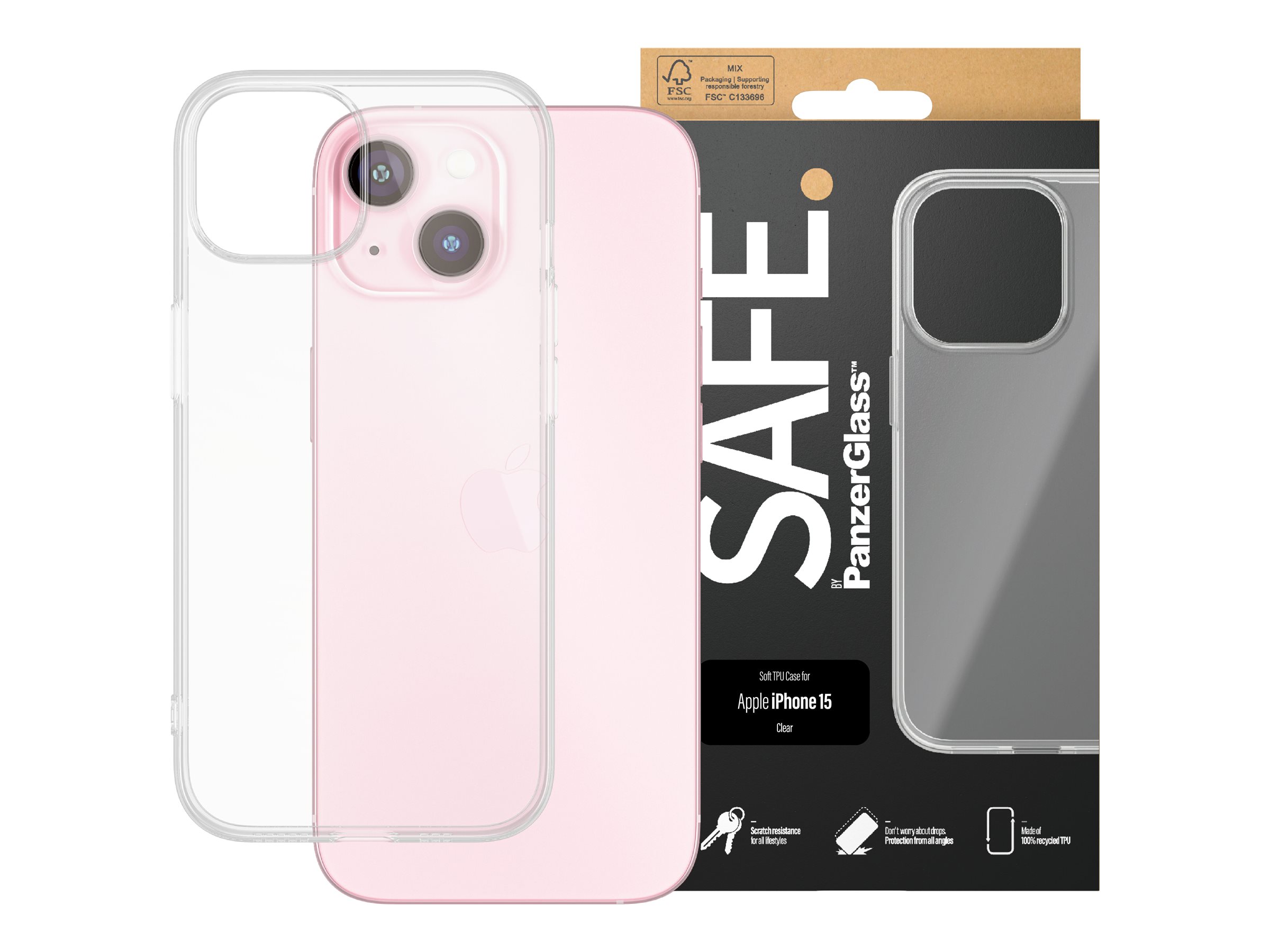 PanzerGlass SAFE. TPU Case iPhone 15 Transparent