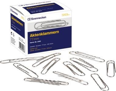 Aktenklammer 77mm gewellt verzinkt Packung 100 Stück (1062)