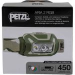 Petzl ARIA 2 RGB-SCHEINWERFER CAMO Kompakte, robuste und wasserdichte Stirnlampe mit weißem oder rot/grün/blauem Licht, um die Nachtsicht und die Tarnung zu erhalten. 450 Lumen (E070BA01)