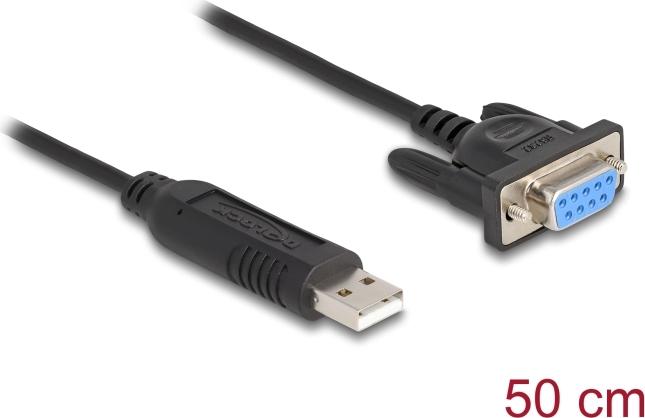 Delock USB 2.0 zu Seriell RS-232 Adapter Sub-D 9 Buchse mit Schrauben kompaktem (67381)