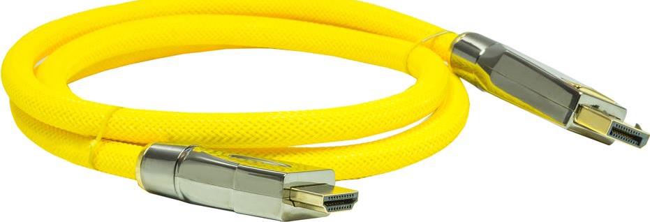 Anschlusskabel DisplayPort 1.2 an HDMI 2.0, 4K2K / UHD, 24K vergoldete Kontakte, OFC, Nylongeflecht gelb, 1m, PYTHON® Series (GC-M0089)