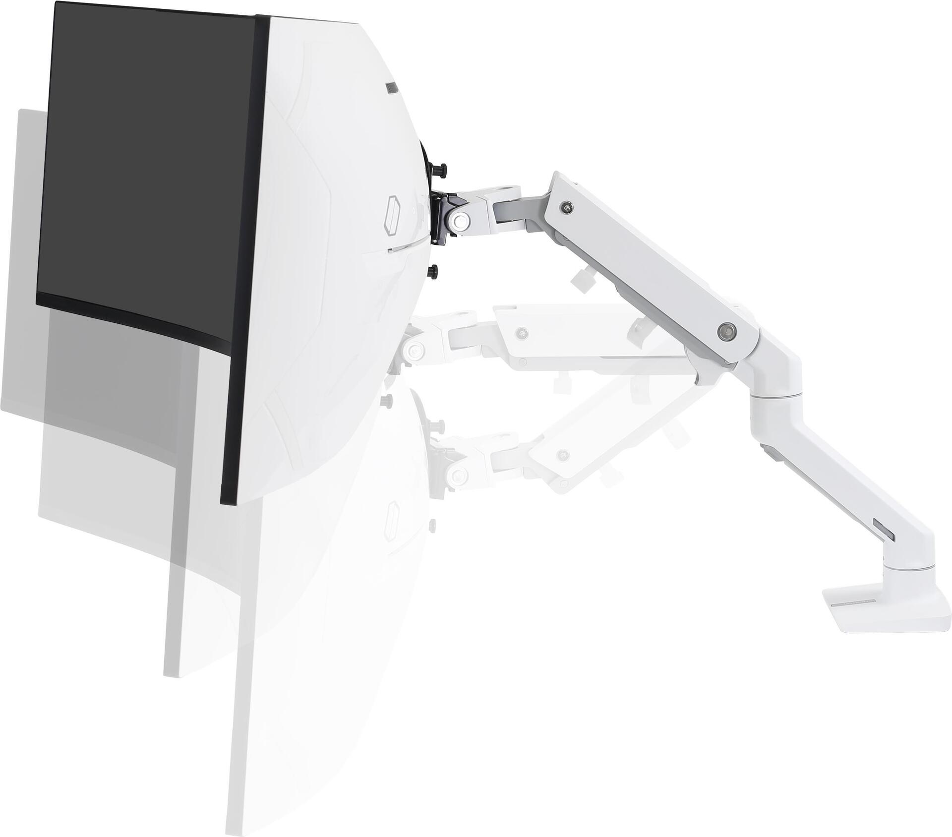 ERGOTRON HX HD Monitor Arm in Weiß Tischhalterung mit patentierter  CF-Technologie für ultrawide Monitore bis 124,50cm 49 , 9,1- 19,1 kg, bis  zu 1000R Wölbungsradius, VESA Standard 45-647-216