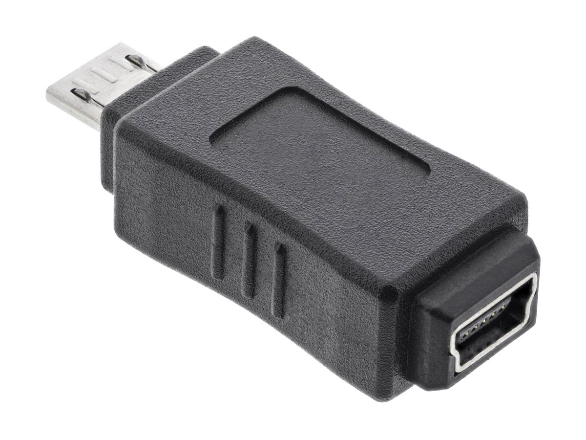 InLine Micro-USB Adapter Micro-B Stecker an 5-polige Mini-USB-Buchse Schwarz