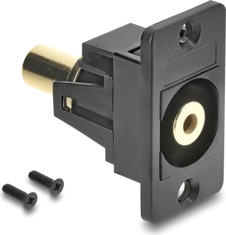 Delock Panel Mount Klinkenbuchse 3,5 mm 3 Pin zu Klinkenbuchse 3,5 mm 3 Pin vergoldet schwarz (91207)