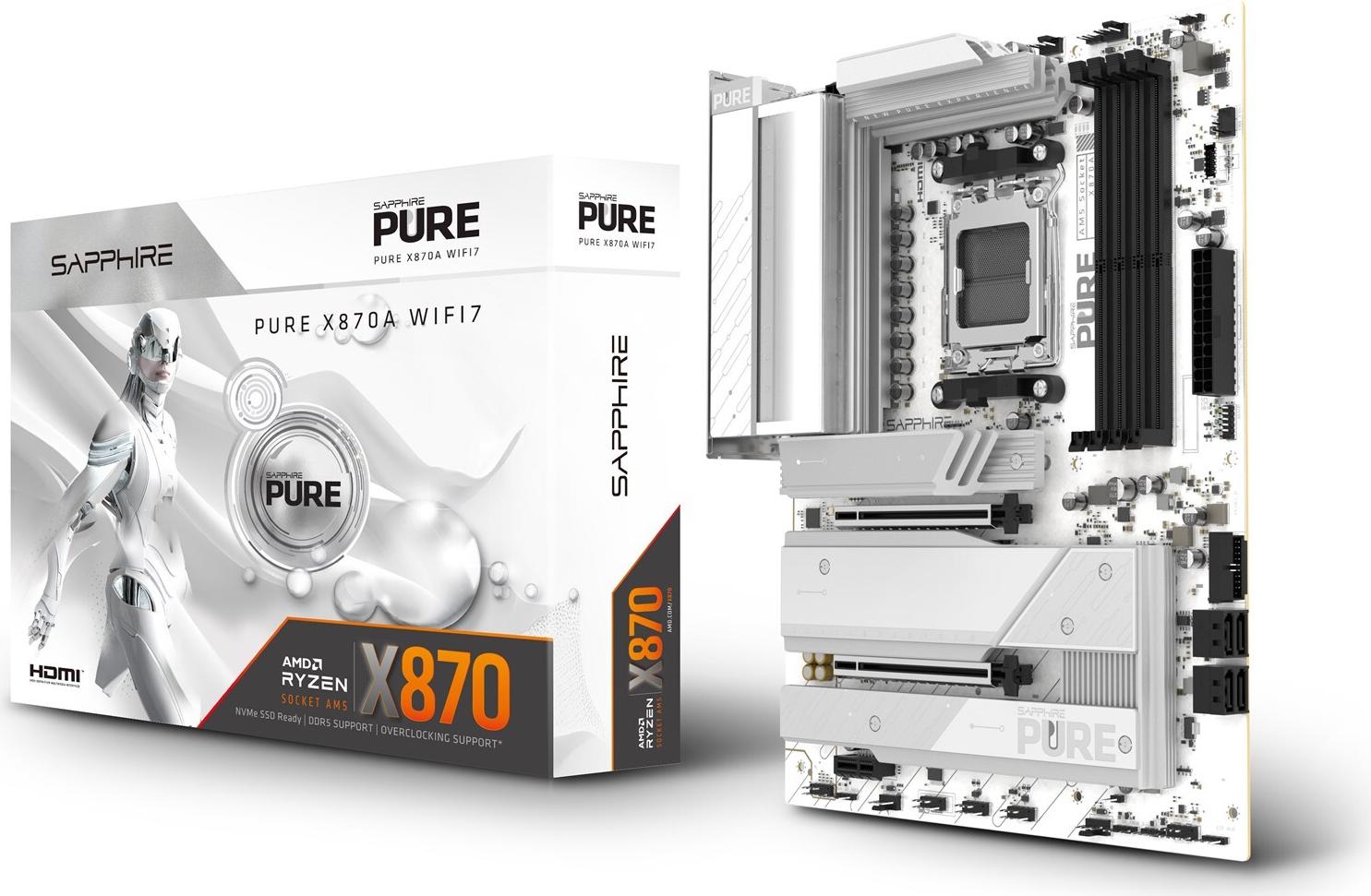 Sapphire Pure X870A WIFI7 ATX Mainboard AM5 DDR5 Schwarz