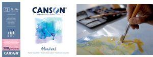 CANSON Aquarellblock "Montval", DIN A3, 300 g/qm 12 Blatt, satinierte Oberfläche, an der kurzen Seite - 1 Stück (C518408005)