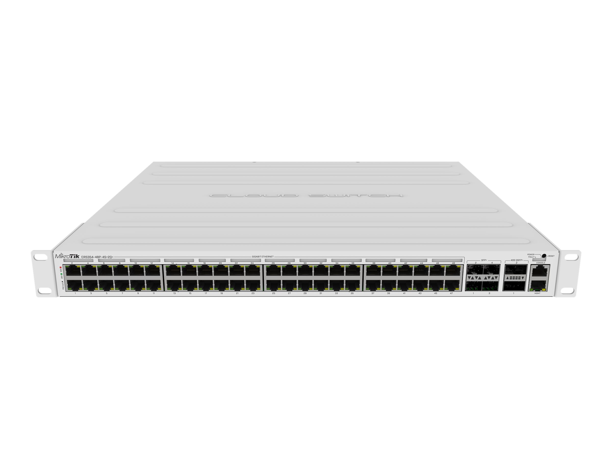 MikroTik CRS354-48P-4S+2Q+RM Managed Netzwerk-Switch L3 48x Gigabit PoE+ 4x 10G SFP+ 2x 40G QSFP+ Weiß