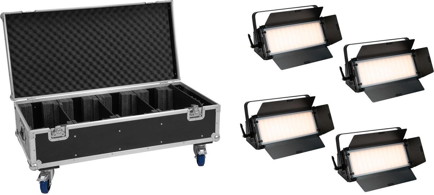 EUROLITE Set 4x LED PLL-576 CW/WW Panel + Case mit Rollen DMX 576 LEDs 3000-6000K