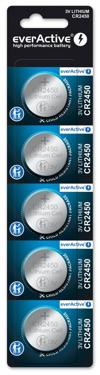 EverActive CR24505BL Lithium Einwegbatterie CR2450 3 V 5 Stück Metallisch