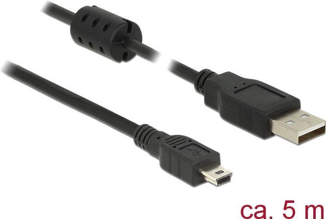 DELOCK Kabel USB 2.0 Typ-A Stecker > USB 2.0 Mini-B Stecker 5,0 m schwarz