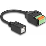 Delock USB 2.0 Kabel Typ-B Buchse zu Terminalblock Adapter mit Drucktaster 15 cm (66250)