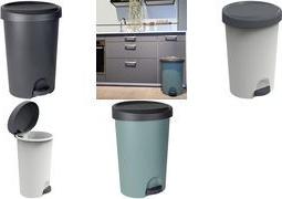 EDA Tret-Abfallbehälter Stepy, 27 Liter, PP, grau/anthrazit modernes Design, mit Tretpedal, - 1 Stück (010630 G.BT)