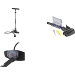 FISCHER Fahrrad-Standpumpe Duokopf, für alle Ventile robuste Standluftpumpe aus Kunststoff, mit Manometer, - 1 Stück (85580)