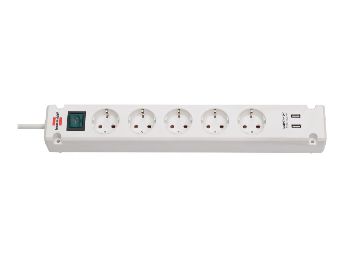 Brennenstuhl Bremounta Steckdosenleiste 5-fach mit USB-Ladefunktion 3 m Weiß