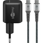 Goobay USB-C Ladeset PD 65 Watt Textilkabel schwarz 1x (74774)