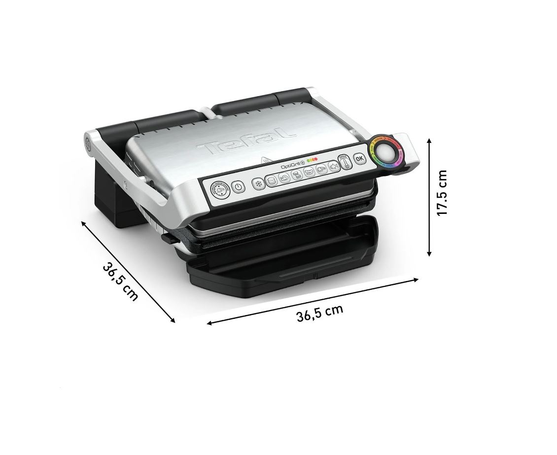 Tefal OptiGrill+ GC714D Kontaktgrill 2000 W 600 cm² Edelstahl