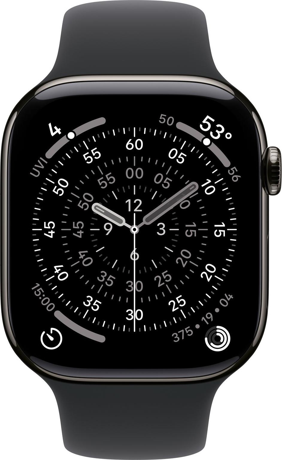 Apple Watch Series 11 (GPS + Cellular) 46 mm Smartwatch mit Sport Band M/L Slate Titanium / Black
