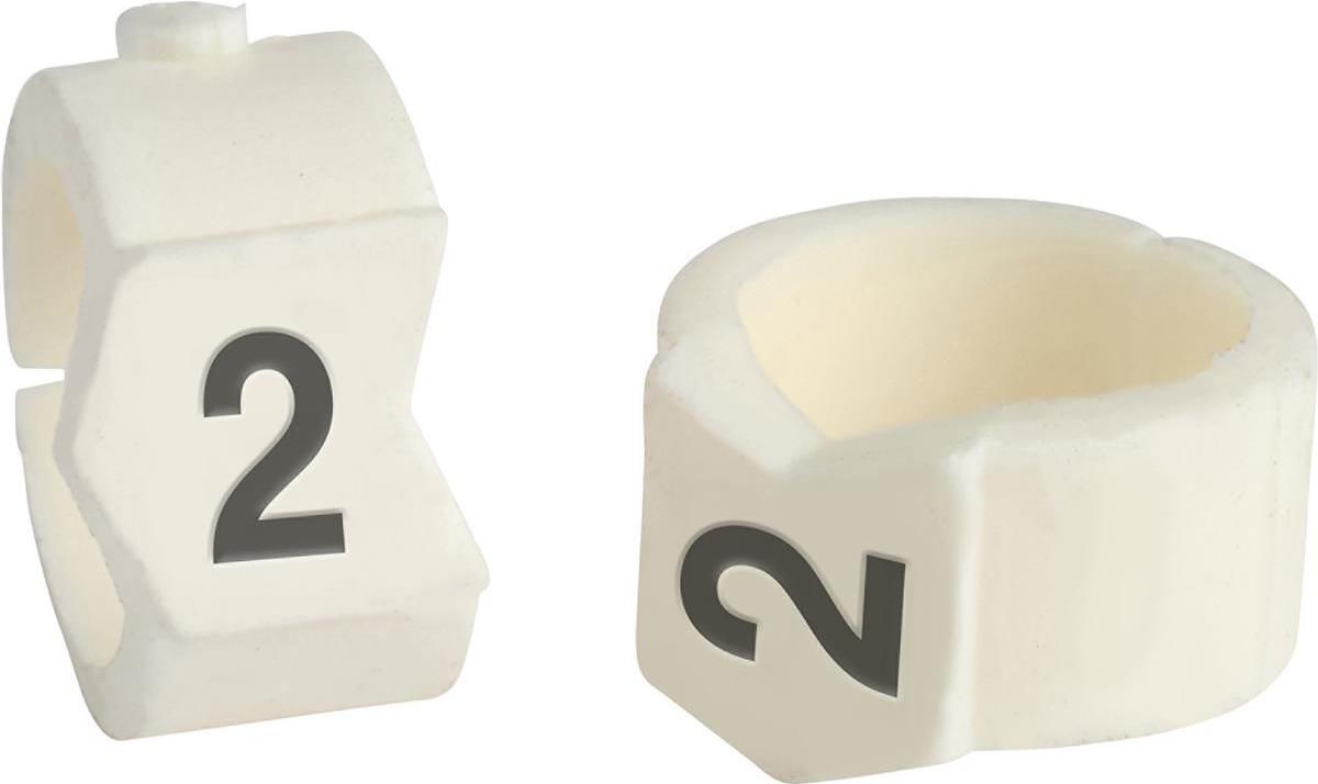 Brady, SCN-36-2, Clipsleeve, Weiß, Drahtmarkierer, Beschriftung " 2 ", für Kabeldurchmesser von 8,6 - 11,1 mm(50) (133502)