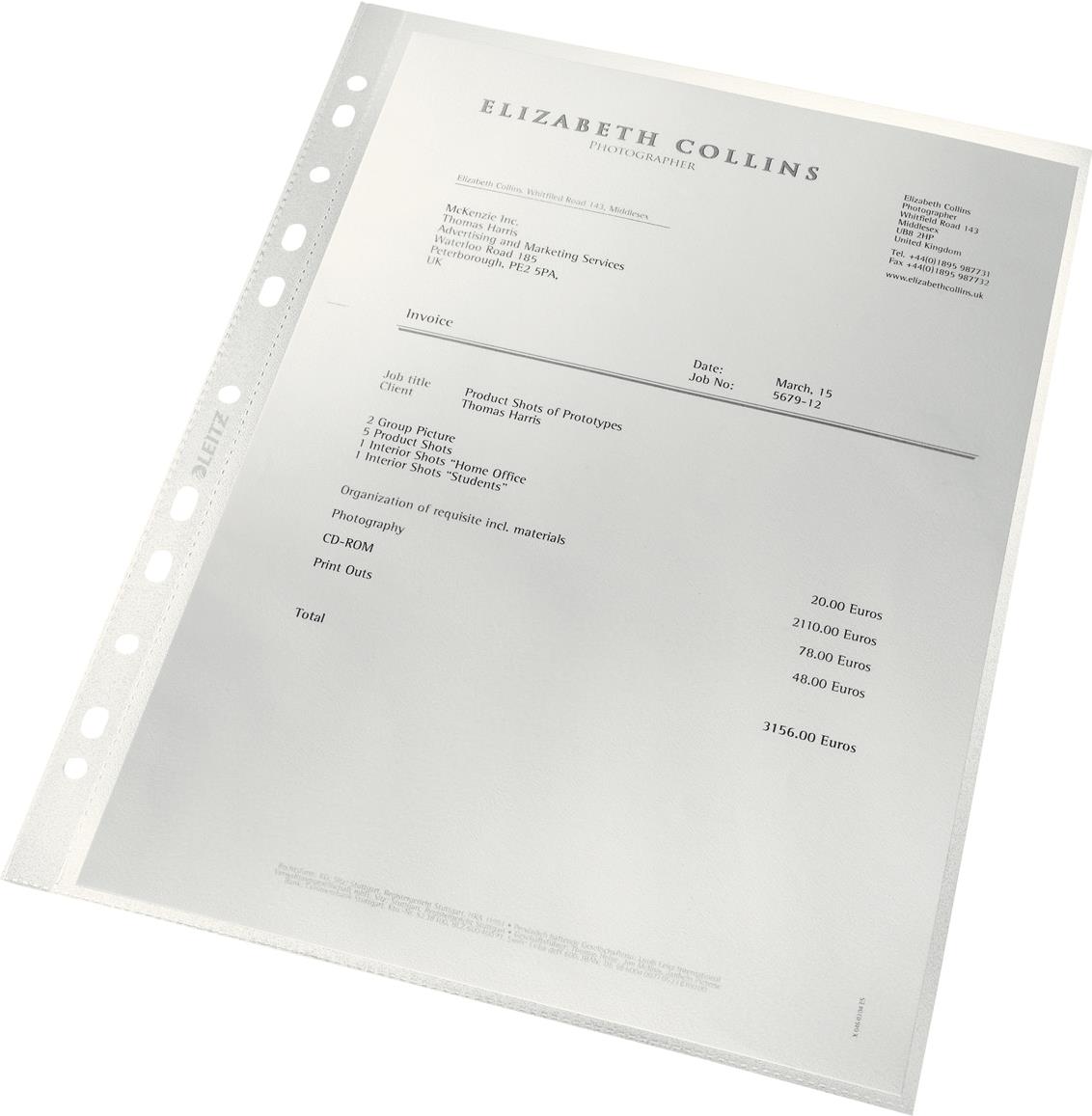 Leitz 47913003. Format: 210 x 297 mm (A4), Produktfarbe: Transparent, Material: Polypropylen (PP). Breite: 230 mm, Dicke: 1 mm, Höhe: 305 mm (47913003)