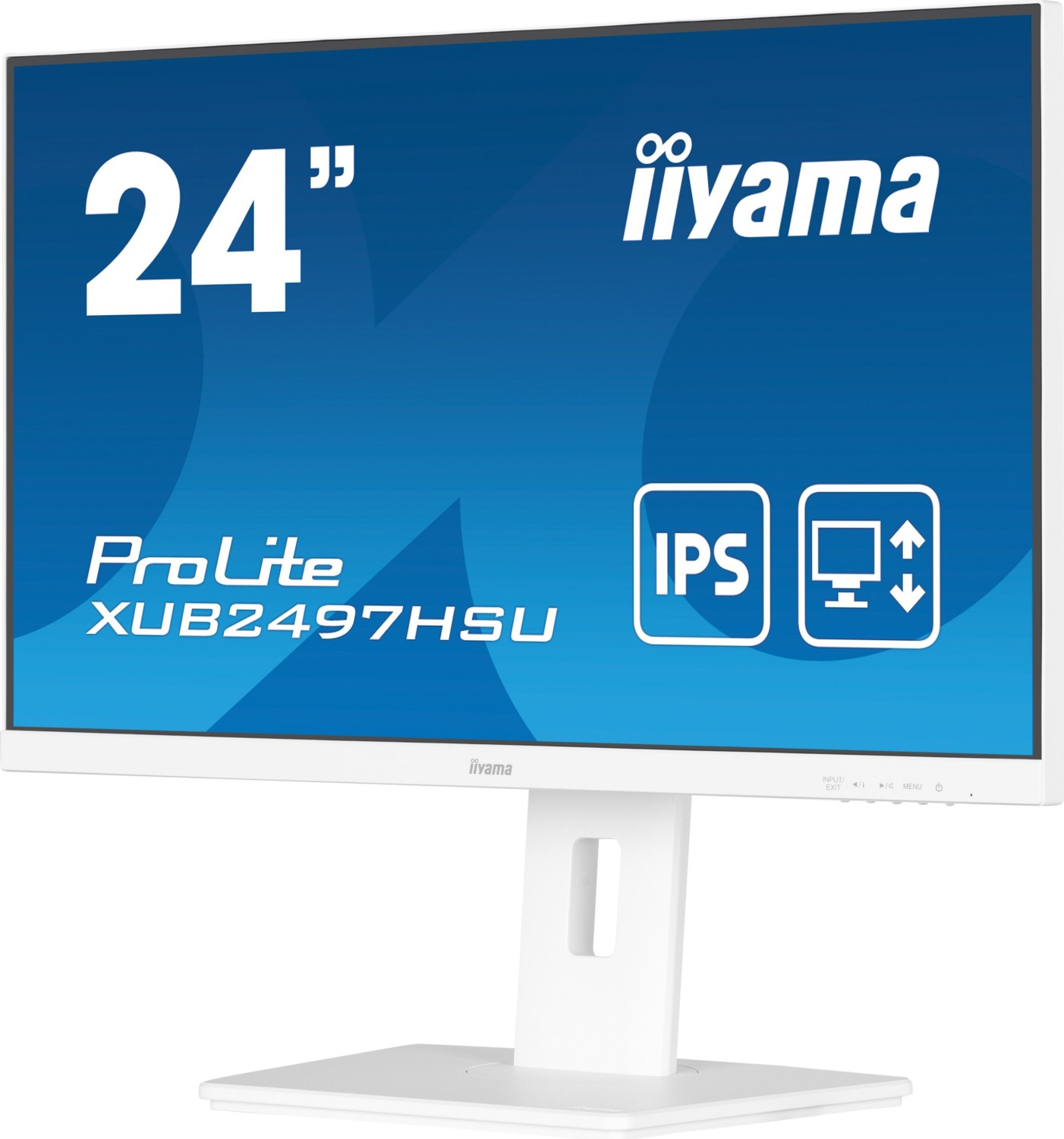 iiyama 24" WHITE IPS-panel, 1920x1080@100Hz, 15cm Height Adj. Stand, 1ms (MPRT), Adaptive Sync, 300cd/m², Speakers, HDMI, DisplayPort, Speakers, USB 2x 2.0 - dual monitor setup XUB2497HSN-W2 [Energieklasse E] (XUB2497HSU-W2)