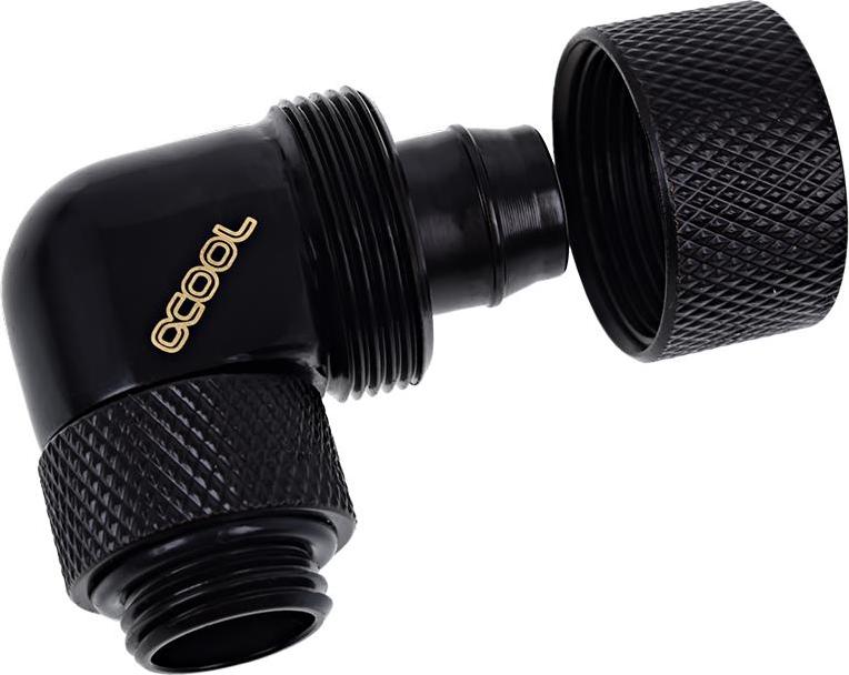 Alphacool Eiszapfen 16/10mm Anschraubtülle 90° drehbar G1/4 - Deep Black (17236) (geöffnet)