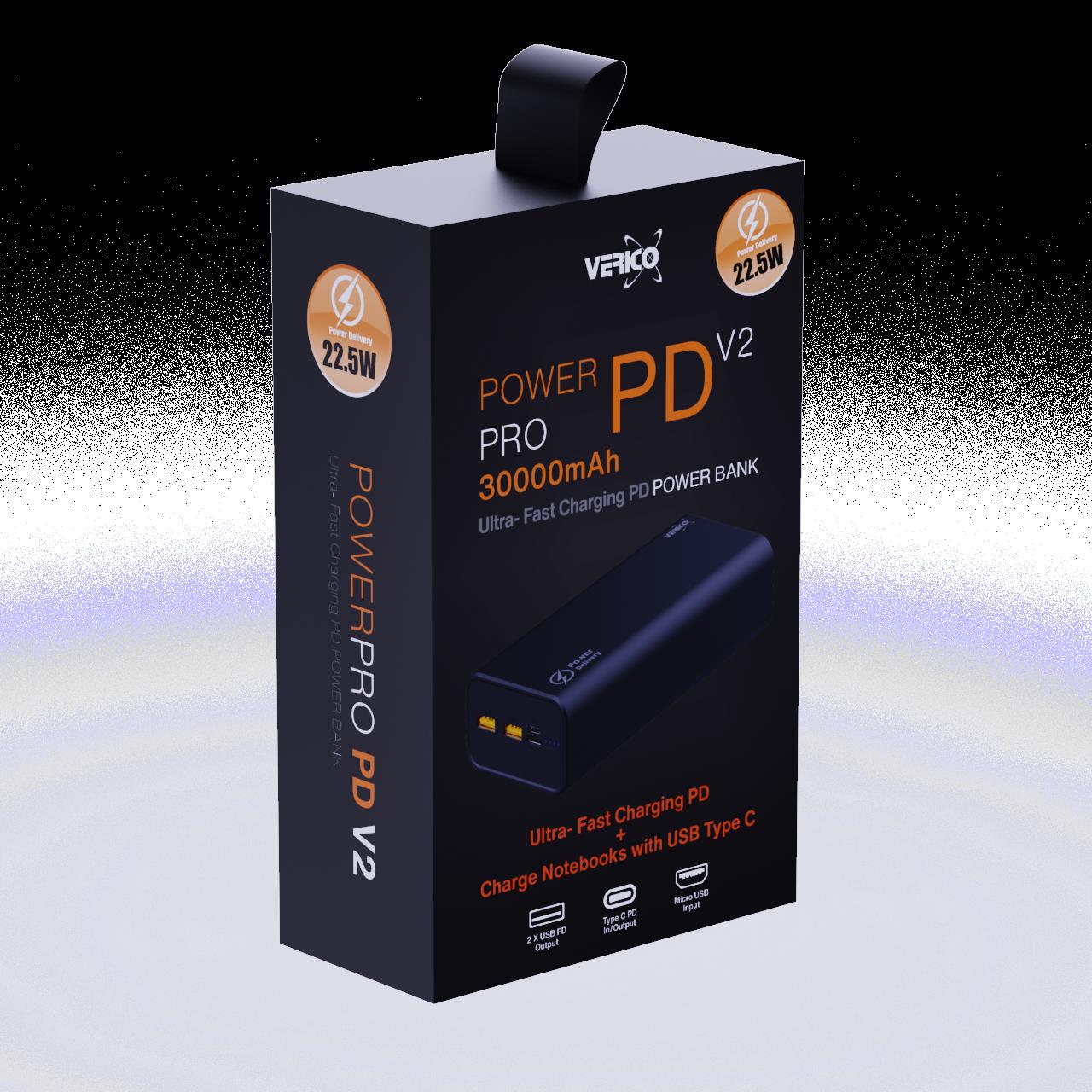 Verico Power Pro PD Powerbank 30000 mAh USB Typ-A USB Typ-C Schwarz