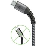 Goobay Micro-USB auf USB-A Textilkabel mit Metallsteckern (space grau/silber) 2 m, 2 m, Schwarz-Grau - elegantes und extra-robustes Verbindungskabel für Geräte mit Micro-USB An (49283)