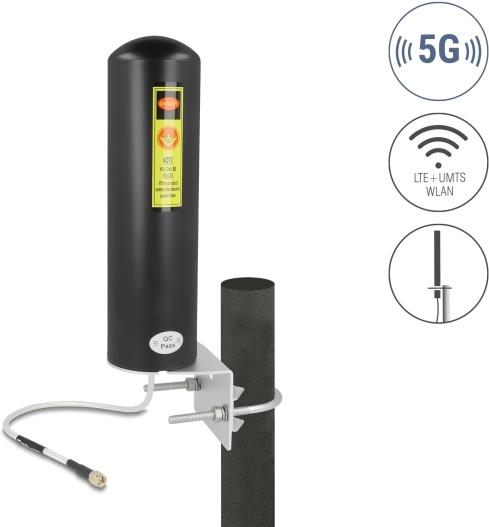 Delock 5G LTE Antenne SMA Stecker 3 - 5 dBi starr omnidirektional Wand- und Mastmontage (10037)