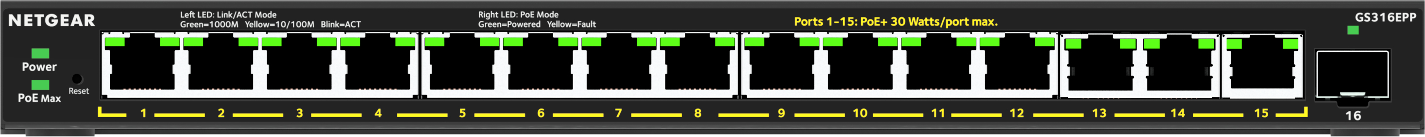 Netgear NETGEAR Plus GS316EPP 16-Port PoE+ Gigabit Switch Schwarz