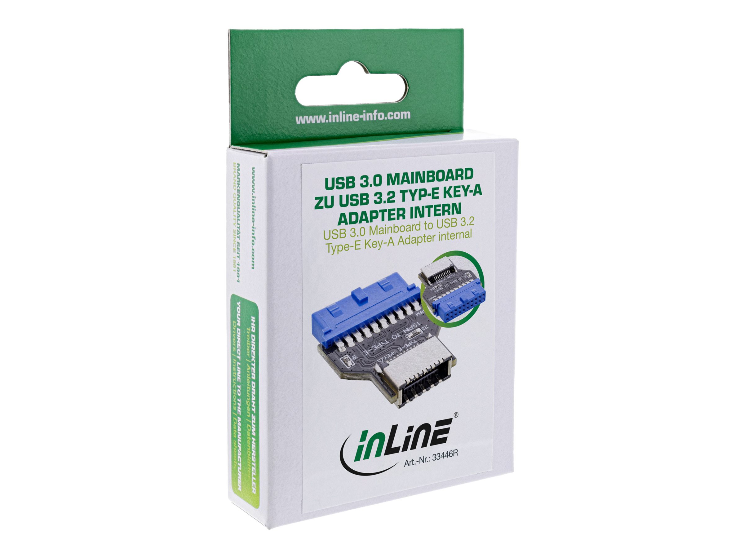InLine 33446R Interner USB-Adapter USB 3.0 zu USB 3.2 Typ-E Blau