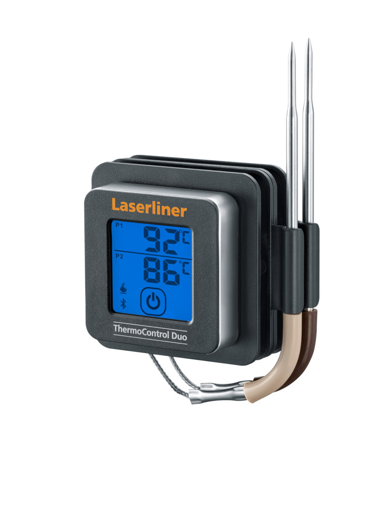 Laserliner ThermoControl Duo Essensthermometer Digital 0–350 °C Bluetooth Silber, Schwarz