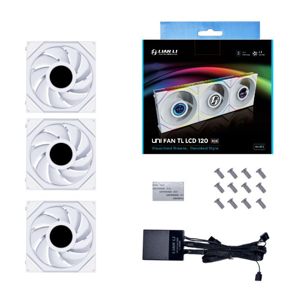 Lian Li UNI FAN TL LCD 120 mm Gehäuselüfter 3er-Pack Weiß