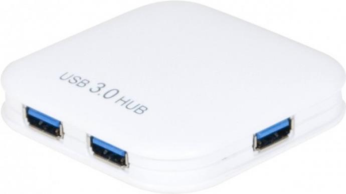 EXERTIS CONNECT USB 3.0 Hub, 4 Port, mit Netzteil, weiß Ideal für Geräte mit Spannungsversorgung übe