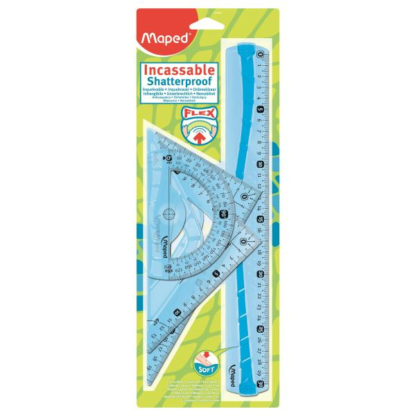 Maped Flex Maxi Lineal-Set 4-teilig Kunststoff Blau Durchscheinend