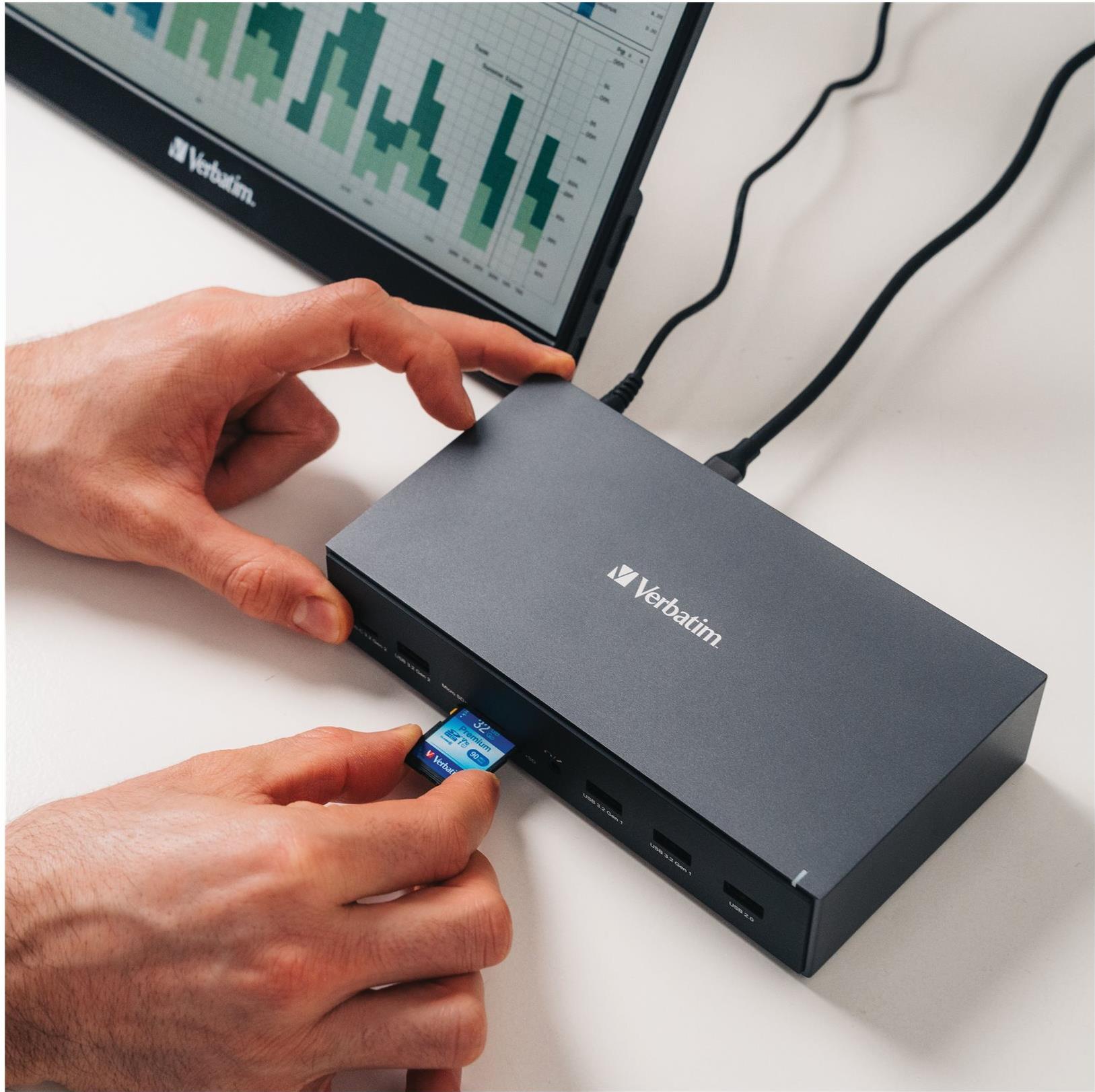 Verbatim Pro CDS-17 Dockingstation USB-C 100 W Power Delivery 8K Schwarz/Grau