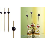 PAPSTAR Fingerfood-Spieße "Black Pearl", Länge: 125 mm aus Bambus mit einer schwarzen Perle, in Pappbox - 1 Stück (11300)