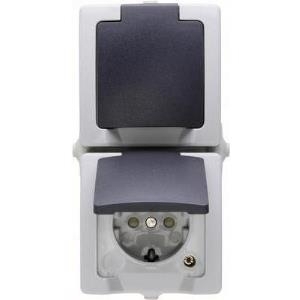 Kopp Schutzkontakt-Steckdose mit Klappdeckel Nautic Grau 136956008 (136956008)