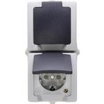 Kopp Schutzkontakt-Steckdose mit Klappdeckel Nautic Grau 136956008 (136956008)