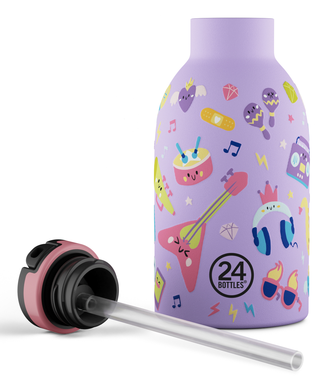 24Bottles Kids Music Friends Trinkflasche 330 ml Edelstahl Mehrfarbig, Violett