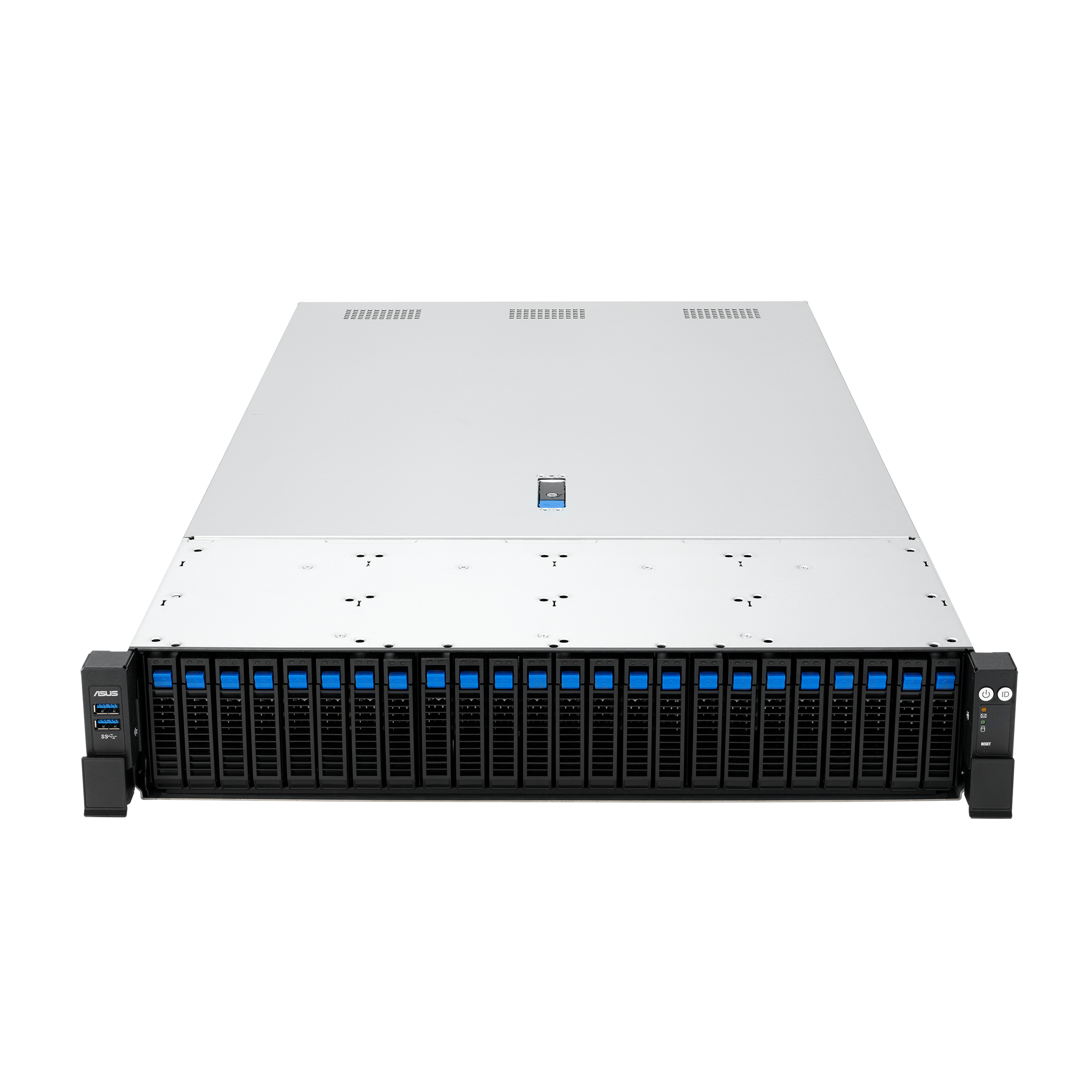 ASUS RS720A-E13-RS24G Rack-Server (2U), AMD EPYC, 16 GB RAM DDR5, 128 GB Speicher, 24 Laufwerksschächte, Schwarz, Silber