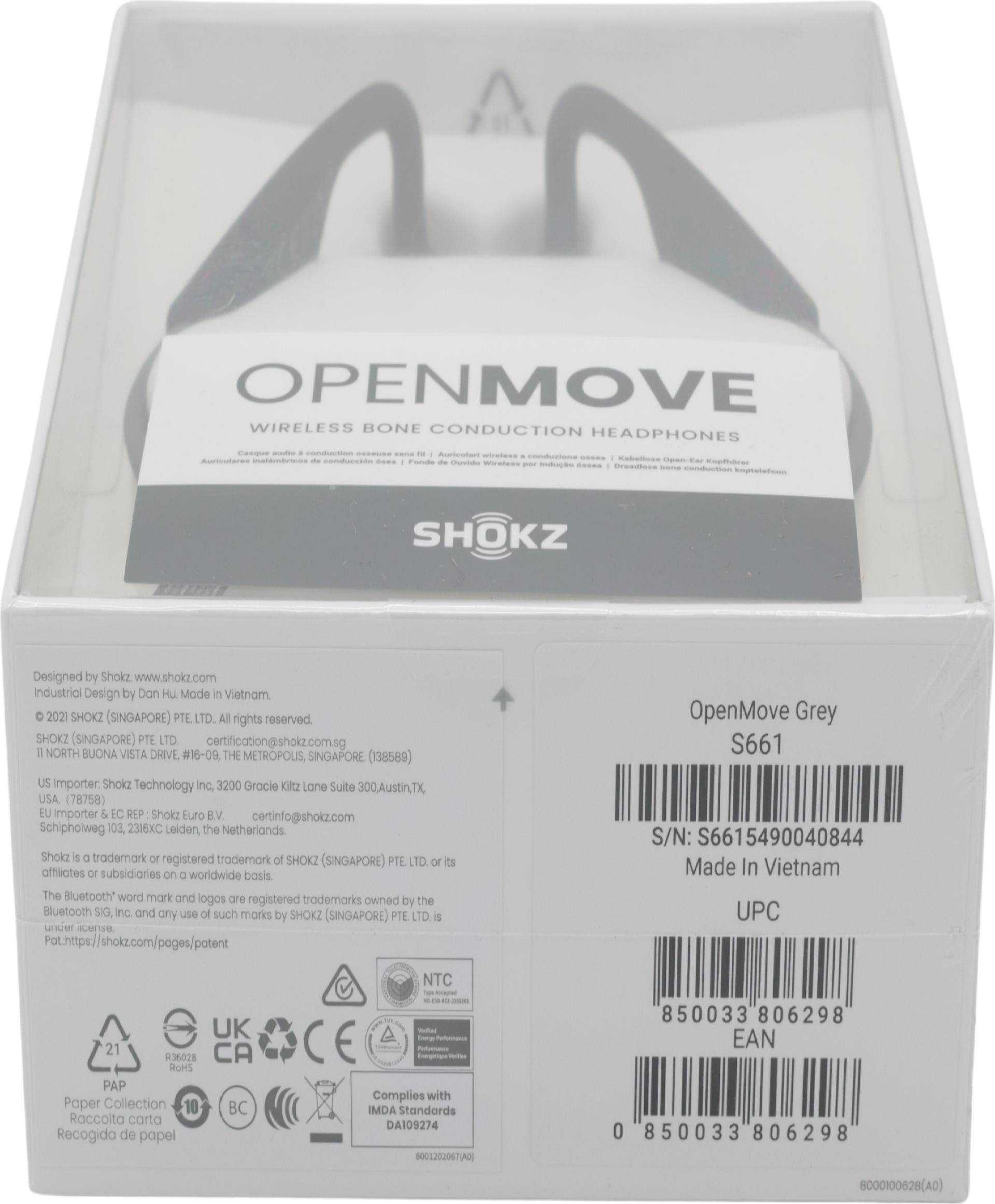 Aftershokz OpenMove Nackenband Bluetooth Kopfhörer Grau